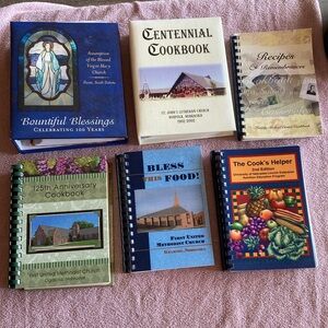 Vintage Assorted  Church Cookbook Collection Midwest lot of six